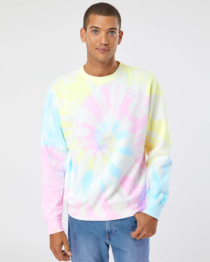 Independent Trading Co. Midweight Tie-Dyed Crewneck Sweatshirt PRM3500TD #colormdl_Tie Dye Sunset Swirl