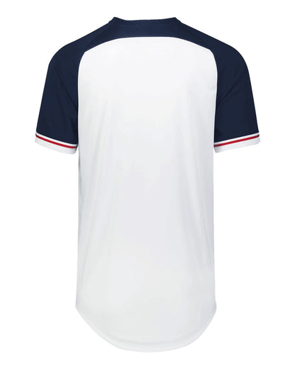 Russell Athletic Youth Classic V-Neck Jersey R01X3B #color_White/ Navy/ True Red