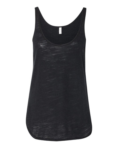 BELLA + CANVAS Women's Flowy Tank with Side Slit 8802 #color_Solid Black Slub