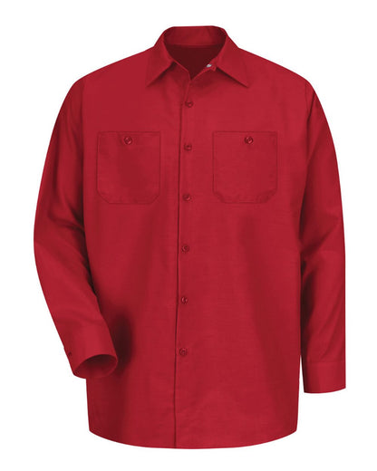Red Kap Men's Industrial Long Sleeve Work Shirt SP14 #color_Red