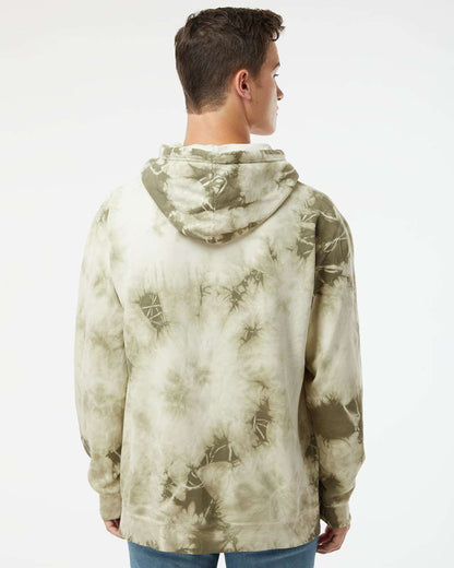 Independent Trading Co. Midweight Tie-Dyed Hooded Sweatshirt PRM4500TD #colormdl_Tie Dye Olive