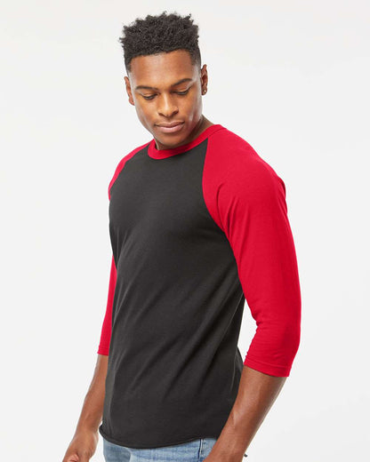 Tultex Fine Jersey Raglan T-Shirt 245 #colormdl_Black/ Red