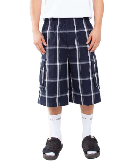 Shaka Wear Men's Plaid Shorts SHSP #colormdl_Navy