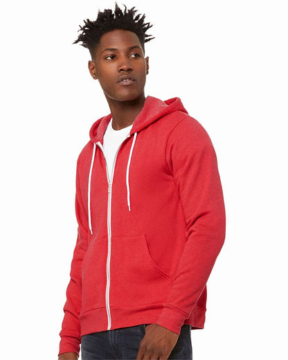 BELLA + CANVAS Sponge Fleece Full-Zip Hoodie 3739 #colormdl_Heather Red