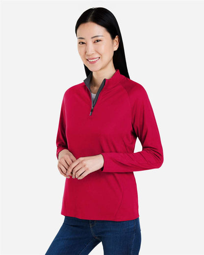 CORE365 Women's Origin Performance Pique Quarter-Zip Pullover CE418W #colormdl_Classic Red/ Carbon