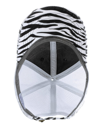 Infinity Her Women's Printed Bill with Mesh Back Cap JANET #color_Black/ Zebra/ White