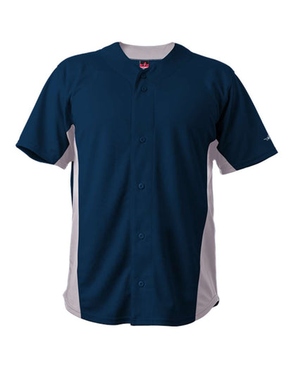 Alleson Athletic Crush Full Button Baseball Jersey 566BFJ #color_Navy/ Grey