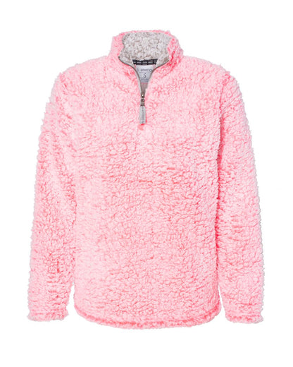 J. America Women’s Epic Sherpa Quarter-Zip Pullover 8451 #color_Fire Coral Heather