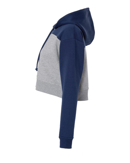 Boxercraft Women's Cropped Fleece Hooded Sweatshirt BW5404 #color_Navy/ Oxford Heather