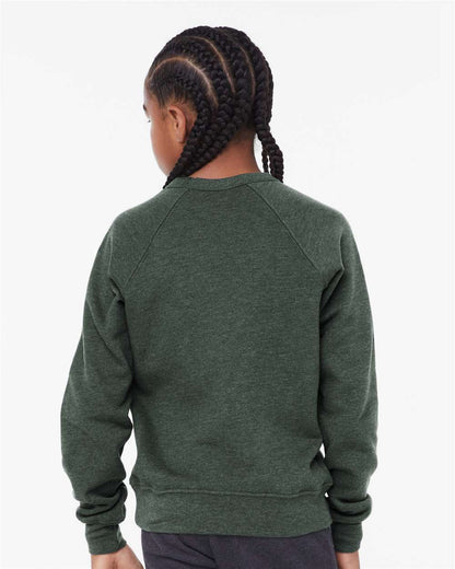 BELLA + CANVAS Youth Sponge Fleece Crewneck Sweatshirt 3901Y #colormdl_Heather Forest