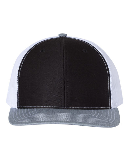 Richardson Snapback Trucker Cap 112 #color_Black/ White/ Heather Grey