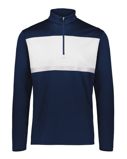 Holloway Men's Dry-Excel™ Prism Bold Quarter-Zip Pullover 222591 #color_Navy/ White