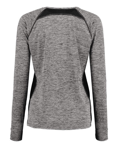 Holloway Women's Electrify CoolCore® Long Sleeve V-Neck T-Shirt 222770 #color_Black Heather