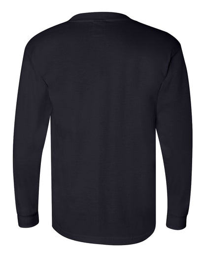 Bayside Unisex Union-Made Long Sleeve Pocket T-Shirt 3055 #color_Navy