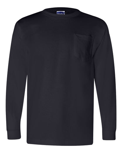 Bayside Unisex Union-Made Long Sleeve Pocket T-Shirt 3055 #color_Navy
