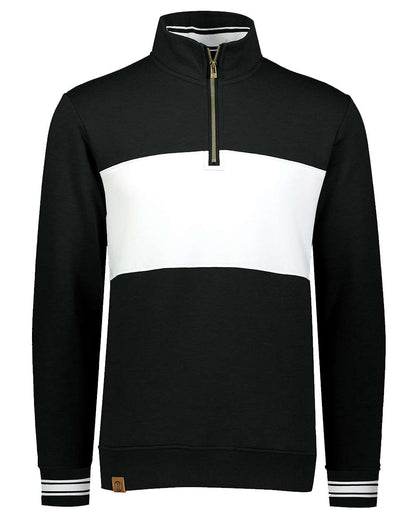 Holloway Men's All-American Fleece Colorblocked Quarter-Zip Sweatshirt 229565 #color_Black/ White