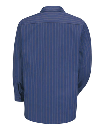 Red Kap Men's Tall Premium Long Sleeve Work Shirt SP10T #color_IC-Blue/ Brown/ white