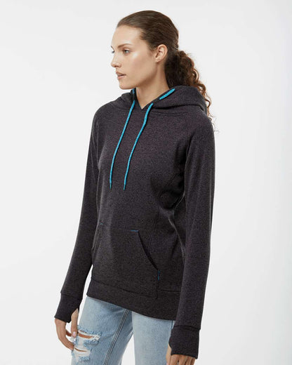 J. America Women’s Cosmic Fleece Hooded Sweatshirt 8616 #colormdl_Onyx Fleck/ Electric Blue