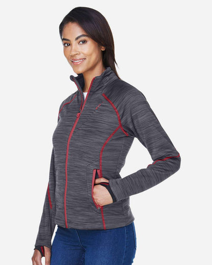 North End Women's Flux Mélange Bonded Fleece Jacket 78697 #colormdl_Carbon/ Olympic Red
