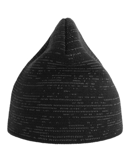 Atlantis Headwear Sustainable Reflective Beanie SHINE #color_Black