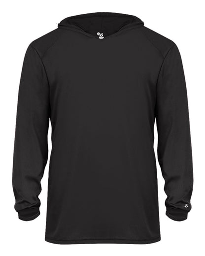 Badger Youth B-Core Long Sleeve Hooded T-Shirt 2105 #color_Black