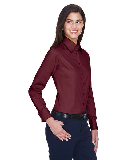 Harriton Women's Easy Blend™ Long Sleeve Twill Dress Shirt with Stain-Release M500W #colormdl_Wine