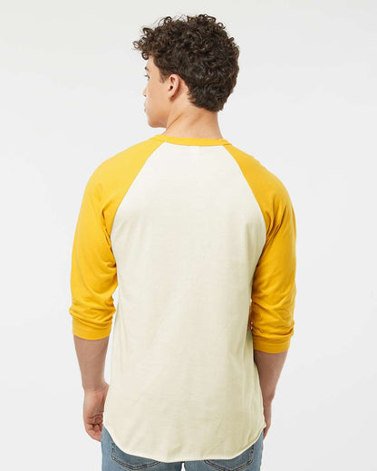 Tultex Fine Jersey Raglan T-Shirt 245 #colormdl_Vintage White/ Mellow Yellow