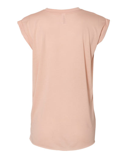 BELLA + CANVAS Women’s Flowy Rolled Cuffs Muscle Tee 8804 #color_Peach