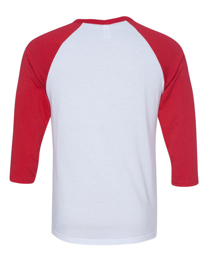 BELLA + CANVAS Unisex Three-Quarter Sleeve Baseball Tee 3200 #color_White/ Red