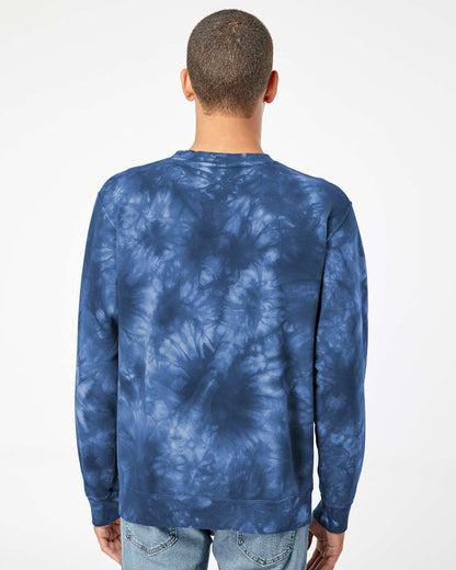 Independent Trading Co. Midweight Tie-Dyed Crewneck Sweatshirt PRM3500TD #colormdl_Tie Dye Navy