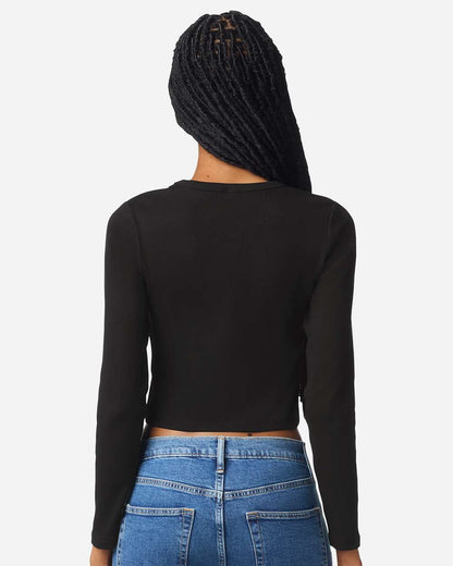 American Apparel Women's Baby Rib Long Sleeve Cropped Tee BR2107 #colormdl_Black