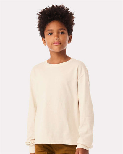 BELLA + CANVAS Youth 6oz. Heavyweight Long Sleeve Tee 3511Y #colormdl_Natural