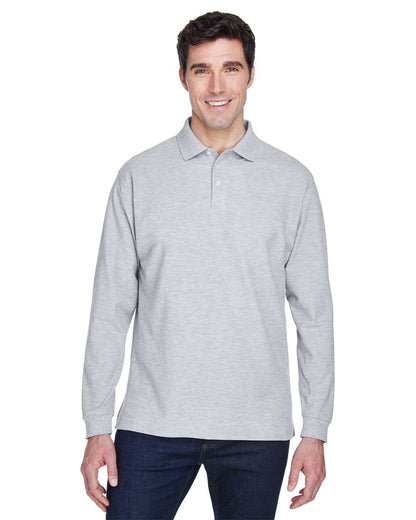 Devon & Jones Men's Pima Piqué Long Sleeve Polo D110 #colormdl_Grey Heather