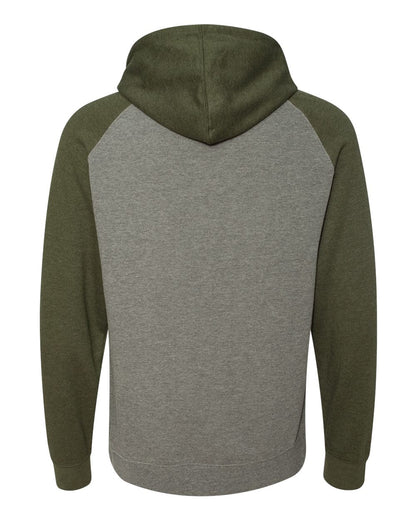 Independent Trading Co. Raglan Hooded Sweatshirt IND40RP #color_Gunmetal Heather/ Army Heather