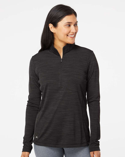 Adidas Women's Lightweight Mélange Quarter-Zip Pullover A476 #colormdl_Black Melange