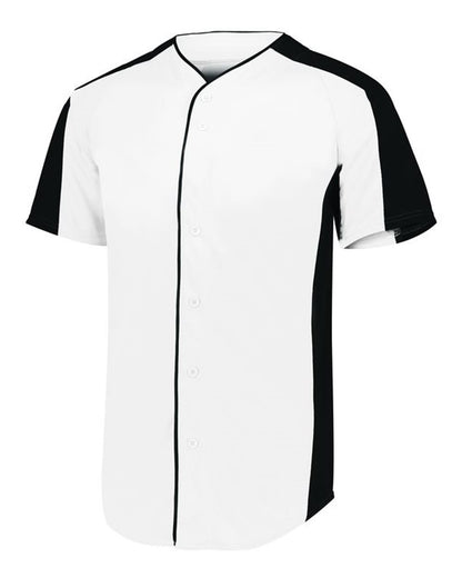 Augusta Sportswear Youth Full Button Baseball Jersey 1656 #color_White/ Black