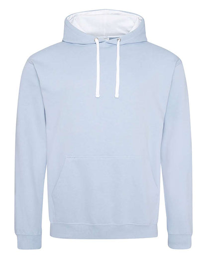 AWDis Unisex Midweight Varsity Contrast Hooded Sweatshirt JHA003 #color_Sky Blue/ Arctic White
