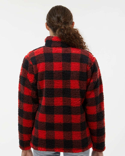J. America Women’s Epic Sherpa Quarter-Zip Pullover 8451 #colormdl_Red/ Black Buffalo