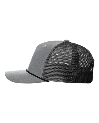 Richardson Five-Panel Trucker with Rope Cap 112FPR #color_Heather Grey/ Black