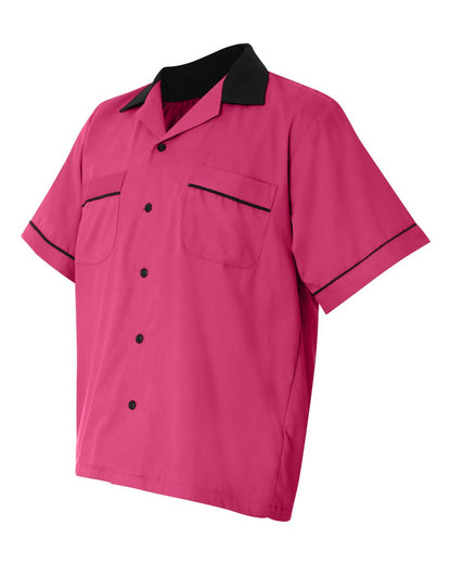 Hilton Men's GM Legend Bowling Shirt HP2244 #color_Pink/ Black