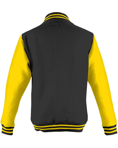AWDis Unisex Letterman Jacket JHA043 #color_Jet Black/ Sun Yellow