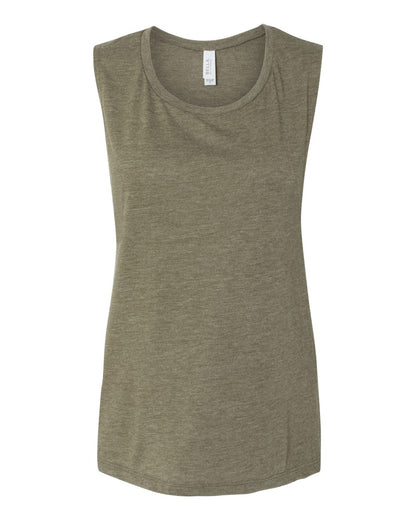 BELLA + CANVAS Women's Flowy Scoop Muscle Tank 8803 #color_Heather Olive