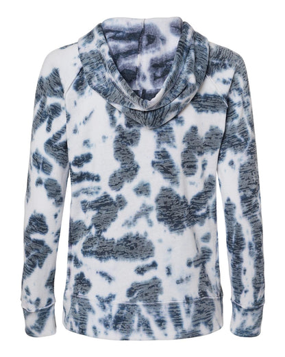 MV Sport Women’s Courtney Burnout V-Notch Hooded Sweatshirt W1162 #color_Navy Tie Dye