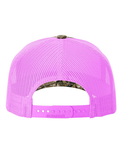 Richardson Five-Panel Printed Trucker Cap 112PFP #color_Realtree Edge/ Neon Pink