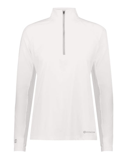 Holloway Women's Electrify CoolCore® Quarter-Zip Pullover 222774 #color_White