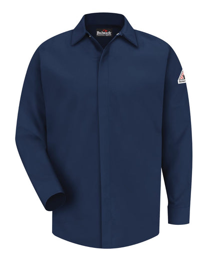 Bulwark Concealed-Gripper Pocketless Work Shirt - Tall Sizes SLS2T #color_Navy