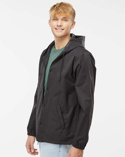 Independent Trading Co. Water-Resistant Hooded Windbreaker EXP95NB #colormdl_Black/ Black