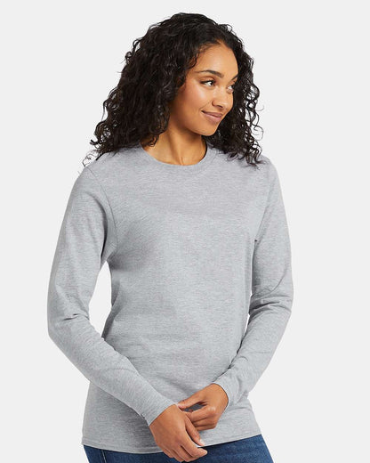 Hanes Unisex Perfect-T Long Sleeve T-Shirt 498L #colormdl_Light Steel