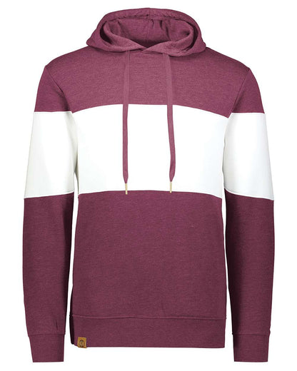 Holloway Men's All-American Fleece Colorblocked Hooded Sweatshirt 229563 #color_Maroon Heather/ White