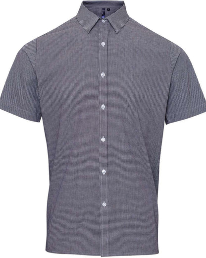 Artisan Collection by Reprime Men's Microcheck Gingham Cotton Shirt RP221 #color_Black/ White